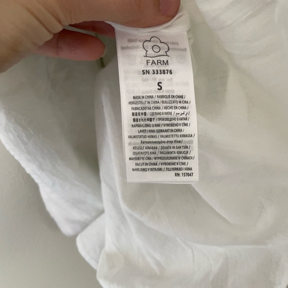 Farm Rio Off White 100% Linen Milani Puff Sleeve V Neck Mini Dress Palm Tree Sm - Picture 8 of 8